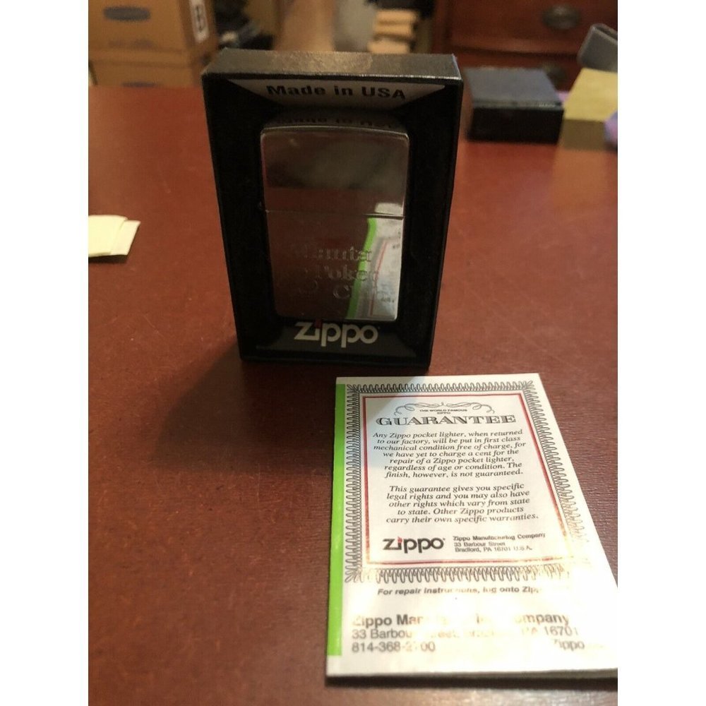 zippo atlantla poker club light sealed never used chrome